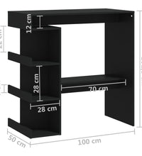 Bartisch mit Regal Schwarz 100x50x101,5 cm Holzwerkstoff