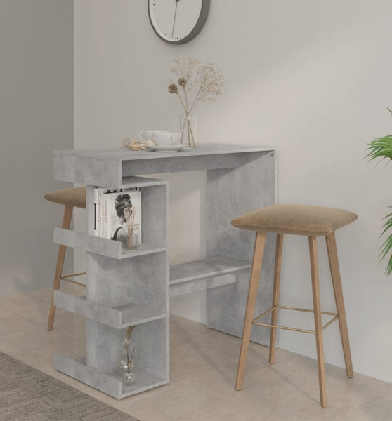 Bartisch mit Regal Betongrau 100x50x101,5 cm Holzwerkstoff