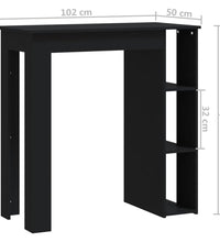 Bartisch mit Regal Schwarz 102x50x103,5 cm Holzwerkstoff