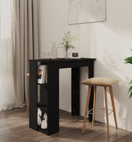 Bartisch mit Regal Schwarz 102x50x103,5 cm Holzwerkstoff