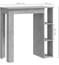 Bartisch mit Regal Betongrau 102x50x103,5 cm Holzwerkstoff