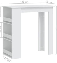 Bartisch mit Ablagefläche Weiß 102x50x103,5 cm Holzwerkstoff