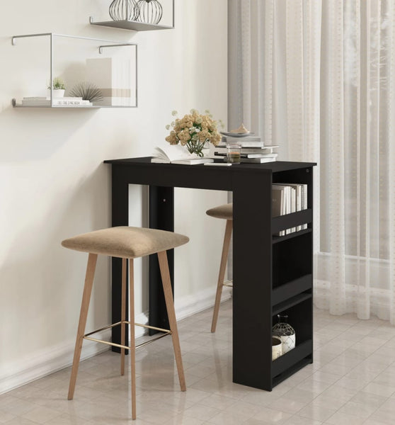 Bartisch mit Ablagefläche Schwarz 102x50x103,5 cm Holzwerkstoff