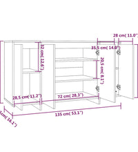 Sideboard Schwarz 135x41x75 cm Holzwerkstoff