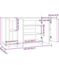 Sideboard Betongrau 135x41x75 cm Holzwerkstoff