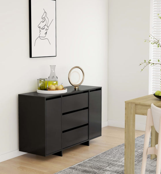 Sideboard mit 3 Schubladen Schwarz 120x41x75 cm Holzwerkstoff