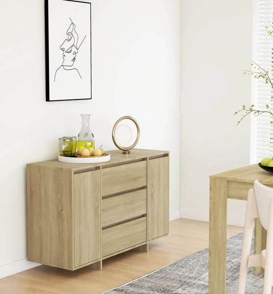 Sideboard 3 Schubladen Sonoma-Eiche 120x41x75 cm Holzwerkstoff