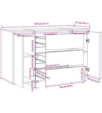 Sideboard mit 3 Schubladen Betongrau 120x41x75 cm Holzwerkstoff