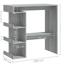 Bartisch mit Regal Grau Sonoma 100x50x101,5 cm