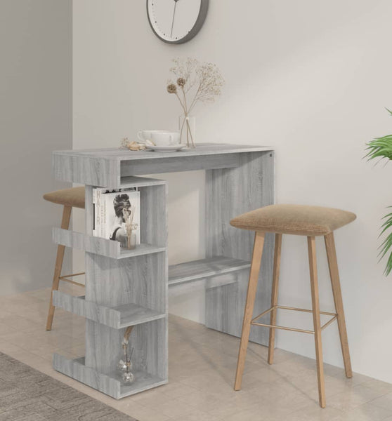Bartisch mit Regal Grau Sonoma 100x50x101,5 cm