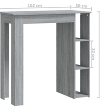 Bartisch mit Regal Grau Sonoma 102x50x103,5 cm Holzwerkstoff