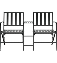 2-Sitzer-Gartenbank Klappbar 137 cm Schwarz Stahl