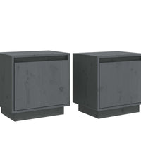 Nachttische 2 Stk. Grau 40x30x40 cm Massivholz Kiefer