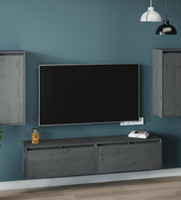 Wandschränke 2 Stk. Grau 30x30x80 cm Massivholz Kiefer