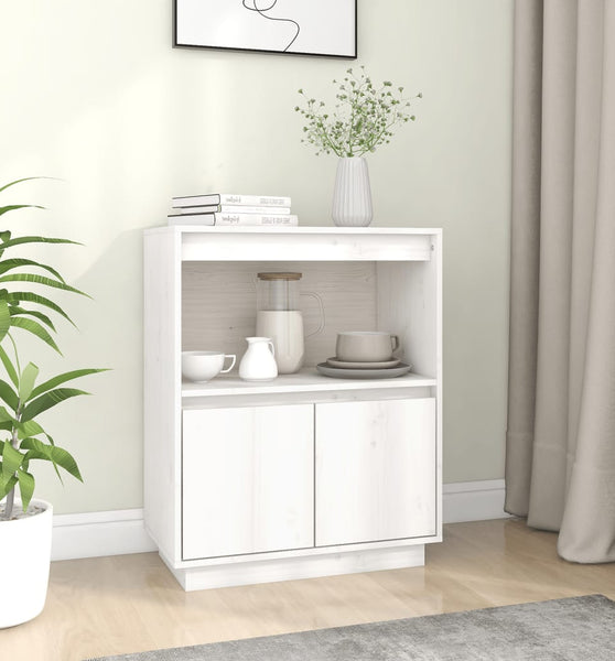 Sideboard Weiß 60x34x75 cm Massivholz Kiefer