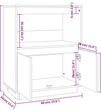 Sideboard Grau 60x34x75 cm Massivholz Kiefer