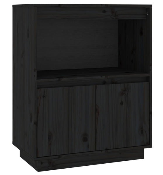 Sideboard Schwarz 60x34x75 cm Massivholz Kiefer