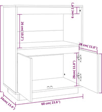 Sideboard Schwarz 60x34x75 cm Massivholz Kiefer