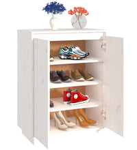 Schuhschrank Weiß 60x35x80 cm Massivholz Kiefer