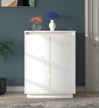 Schuhschrank Weiß 60x35x80 cm Massivholz Kiefer