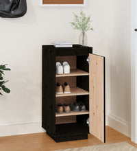 Schuhschrank Schwarz 35x35x80 cm Massivholz Kiefer