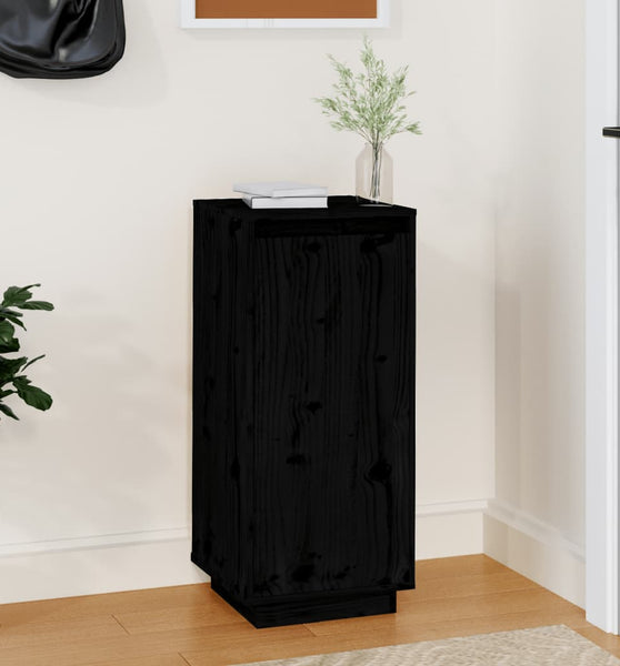 Schuhschrank Schwarz 35x35x80 cm Massivholz Kiefer