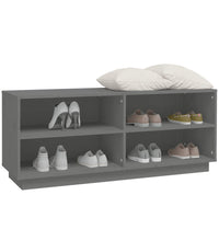 Schuhregal Grau 110x34x45 cm Massivholz Kiefer