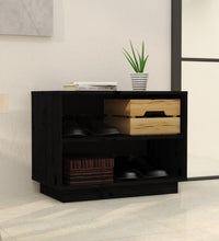 Schuhschrank Schwarz 60x34x45 cm Massivholz Kiefer