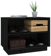 Schuhschrank Schwarz 60x34x45 cm Massivholz Kiefer