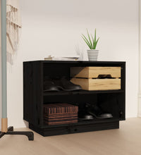 Schuhschrank Schwarz 60x34x45 cm Massivholz Kiefer