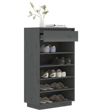 Schuhregal Grau 60x34x105 cm Massivholz Kiefer