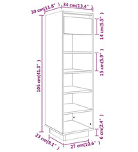 Schuhregal Weiß 30x34x105 cm Massivholz Kiefer
