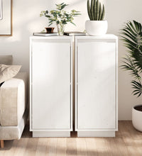 Sideboards 2 Stk. Weiß 31,5x34x75 cm Massivholz Kiefer
