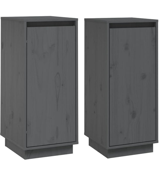 Sideboards 2 Stk. Grau 31,5x34x75 cm Massivholz Kiefer
