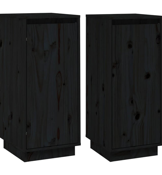 Sideboards 2 Stk. Schwarz 31,5x34x75 cm Massivholz Kiefer