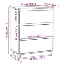 Sideboard Weiß 60x34x75 cm Massivholz Kiefer