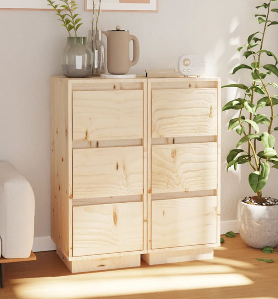 Sideboards 2 Stk. 32x34x75 cm Massivholz Kiefer