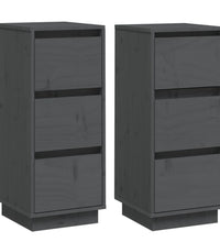 Sideboards 2 Stk. Grau 32x34x75 cm Massivholz Kiefer