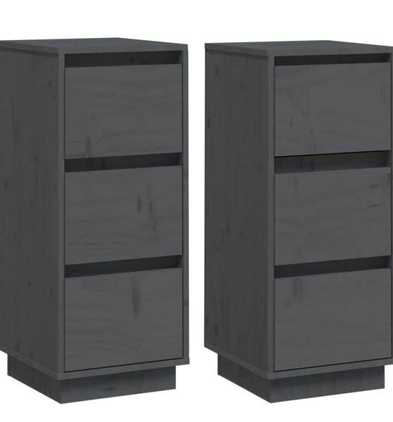 Sideboards 2 Stk. Grau 32x34x75 cm Massivholz Kiefer