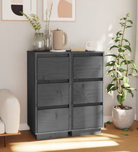 Sideboards 2 Stk. Grau 32x34x75 cm Massivholz Kiefer