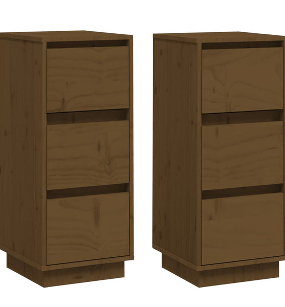 Sideboards 2 Stk. Honigbraun 32x34x75 cm Massivholz Kiefer