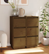 Sideboards 2 Stk. Honigbraun 32x34x75 cm Massivholz Kiefer
