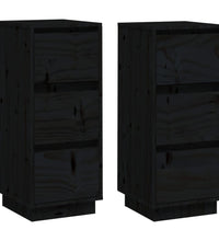Sideboards 2 Stk. Schwarz 32x34x75 cm Massivholz Kiefer