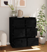 Sideboards 2 Stk. Schwarz 32x34x75 cm Massivholz Kiefer