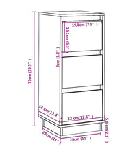 Sideboards 2 Stk. Schwarz 32x34x75 cm Massivholz Kiefer