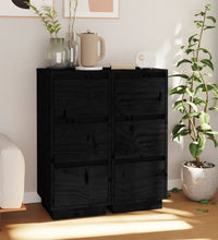 Sideboards 2 Stk. Schwarz 32x34x75 cm Massivholz Kiefer
