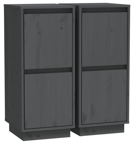 Sideboards 2 Stk. Grau 31,5x34x75 cm Massivholz Kiefer