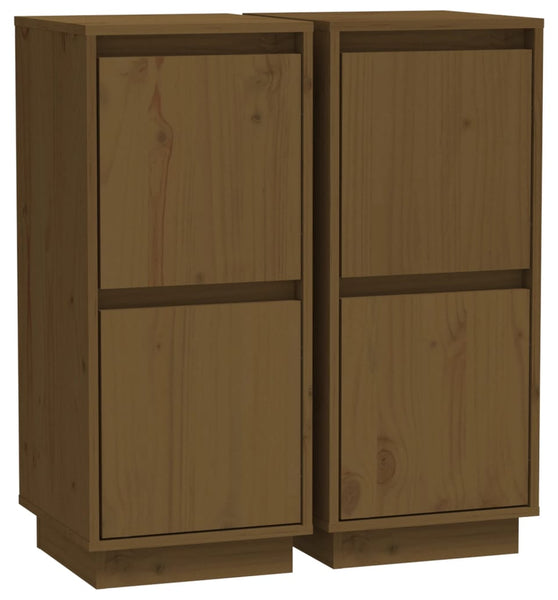 Sideboards 2 Stk. Honigbraun 31,5x34x75 cm Massivholz Kiefer
