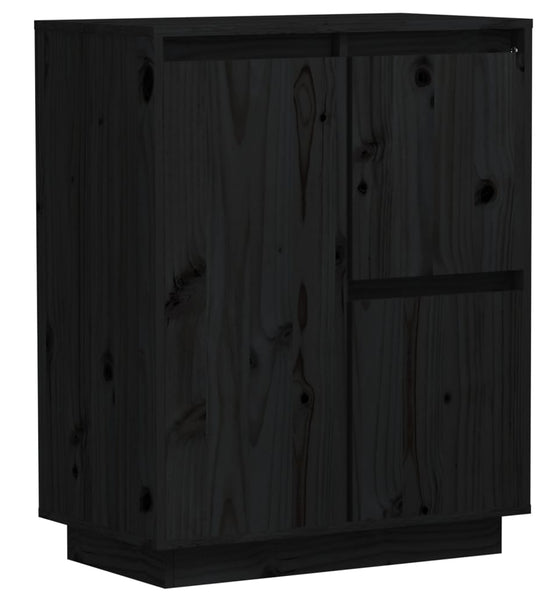 Sideboard Schwarz 60x34x75 cm Massivholz Kiefer