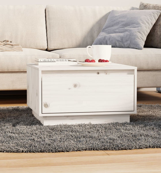Couchtisch Weiß 55x56x32 cm Massivholz Kiefer